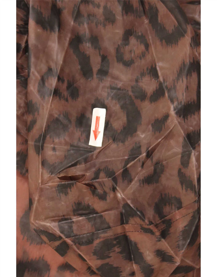 Marks & Spencer Womens Hooded Raincoat UK 12 Medium Brown Animal Print