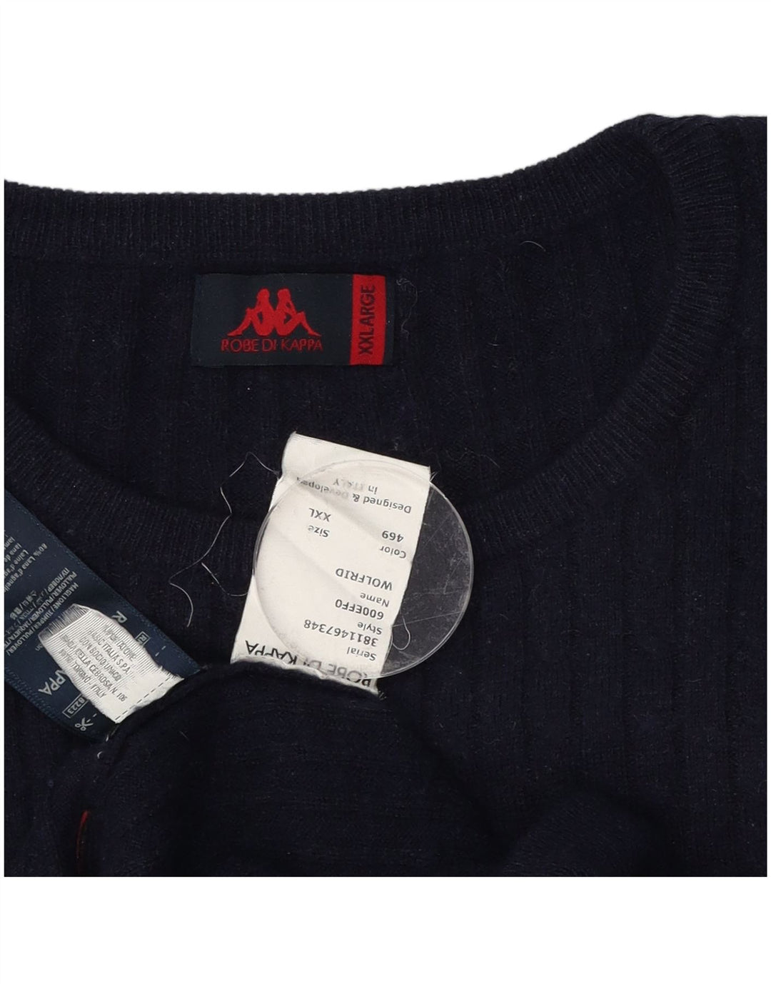 Kappa Mens Crew Neck Jumper Sweater 2XL Navy Blue Wool