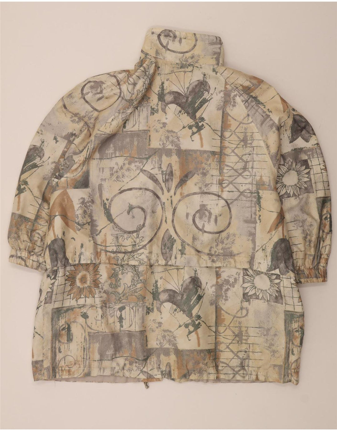 C&A Womens Windbreaker Coat EU 54 3XL Beige Floral Polyester Vintage C&A and Second-Hand C&A from Messina Hembry 