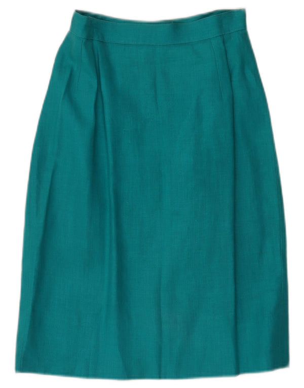 Vintage Womens Midi Skirt W24 XS Turquoise