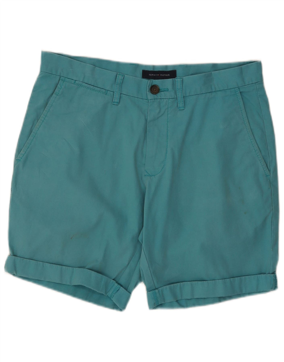 Tommy Hilfiger Mens Chino Shorts W32 Medium Turquoise Cotton