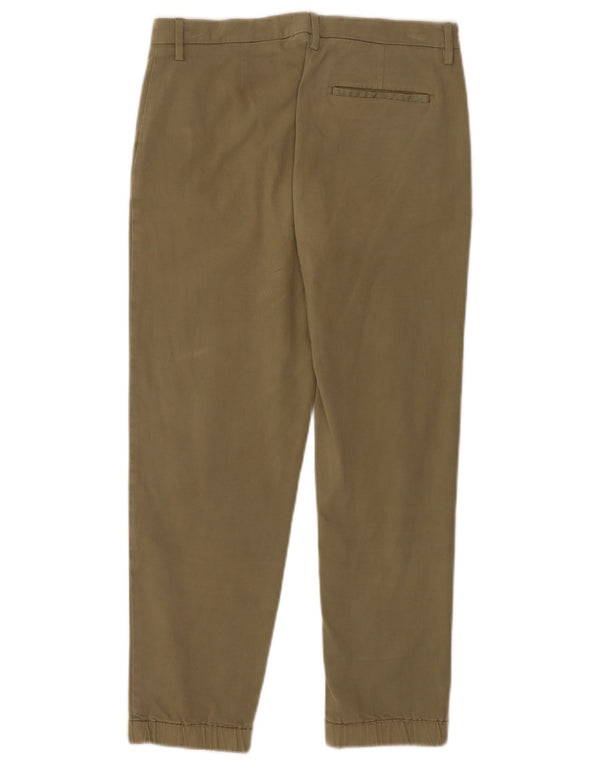 Gerade geschnittene Hose für Damen von Moschino, UK 8, Größe S, W28, L25, Khaki, Baumwolle