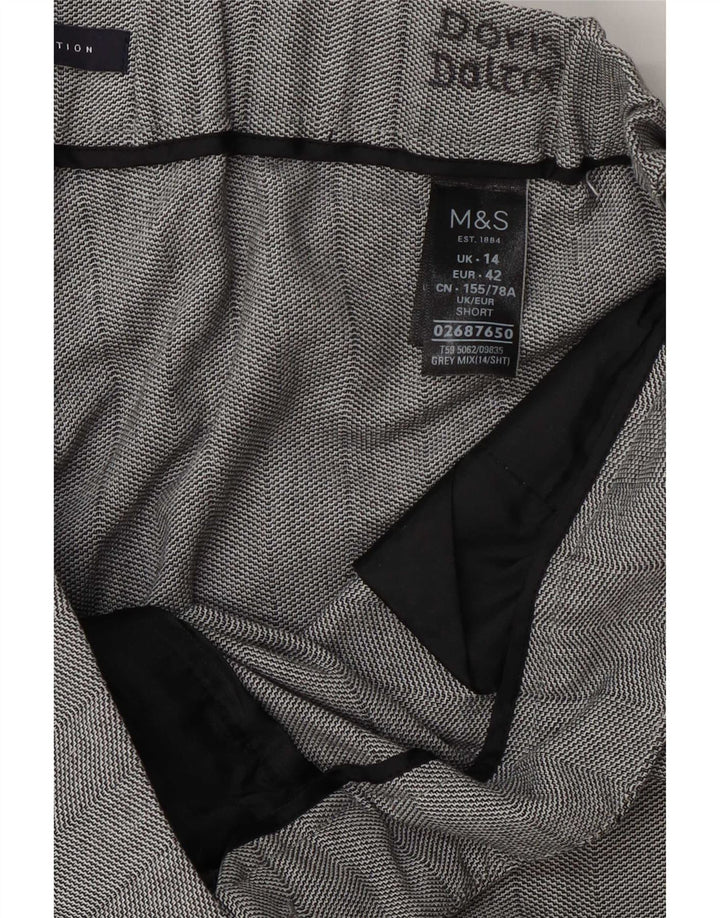 Marks & Spencer Womens Cropped Trousers UK 14 Large W34 L24 Grey Polyester