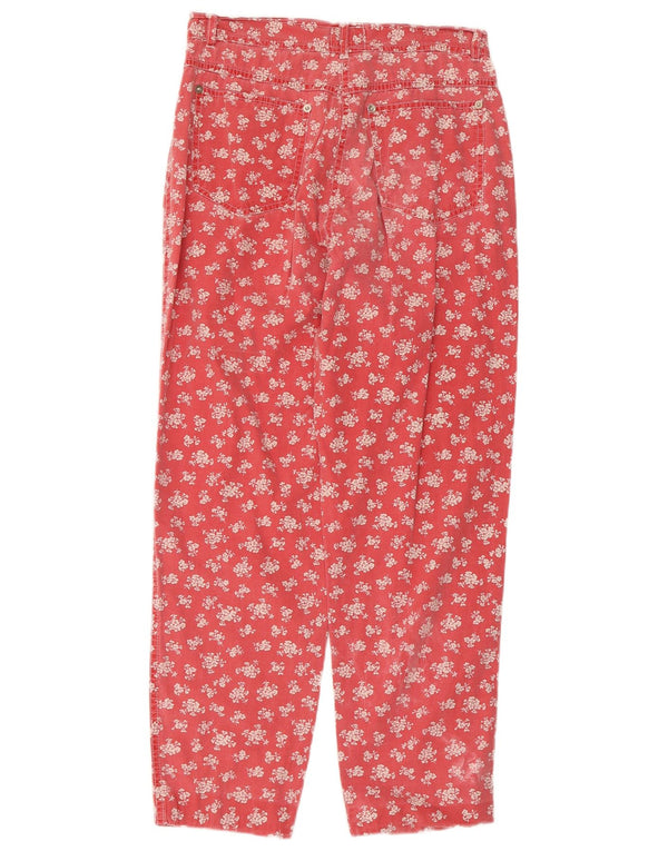 Nye Penny Womens Loose Fit Cropped Trousers W26 L26 Red Floral