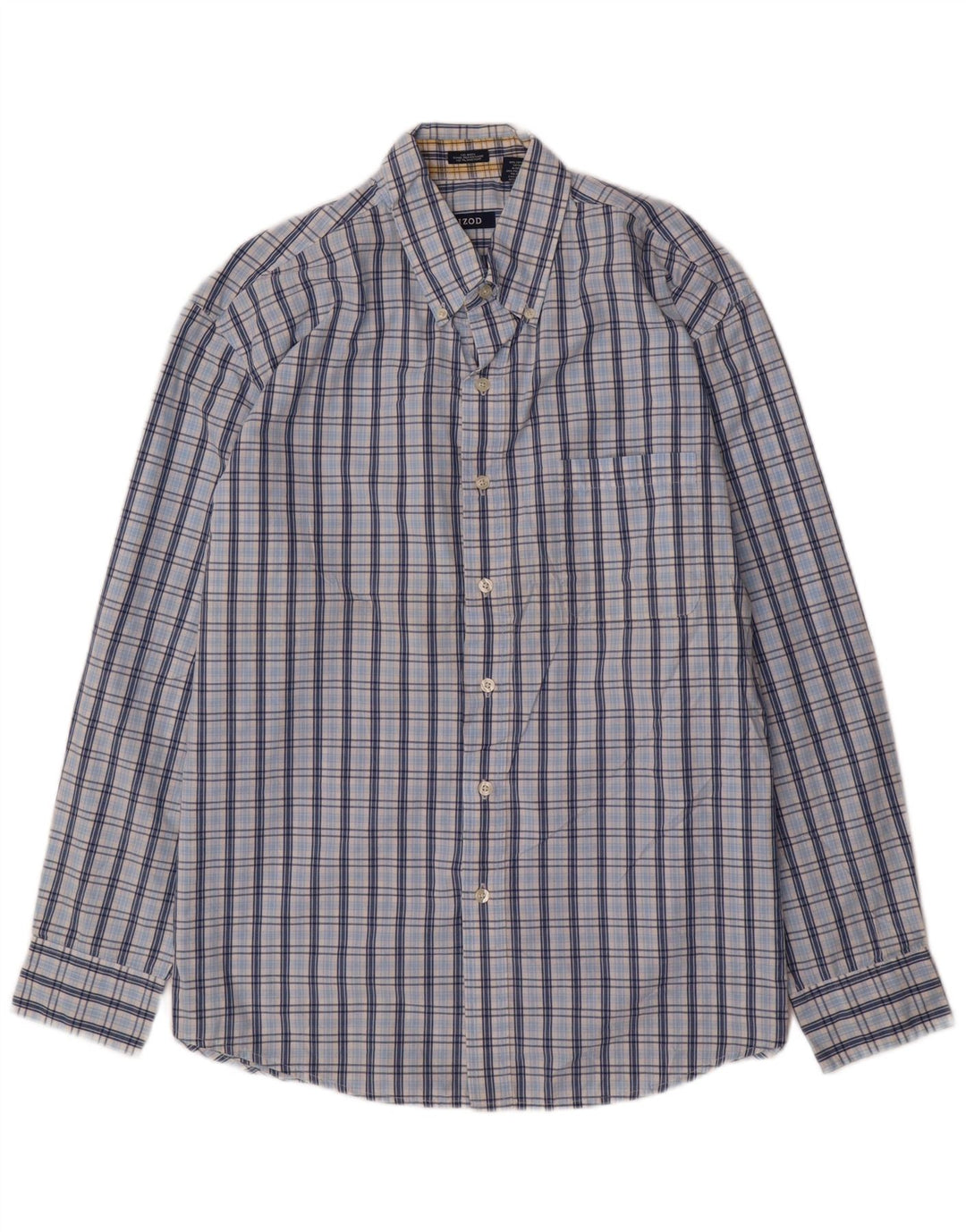 IZOD Mens Shirt Large Blue Check Cotton