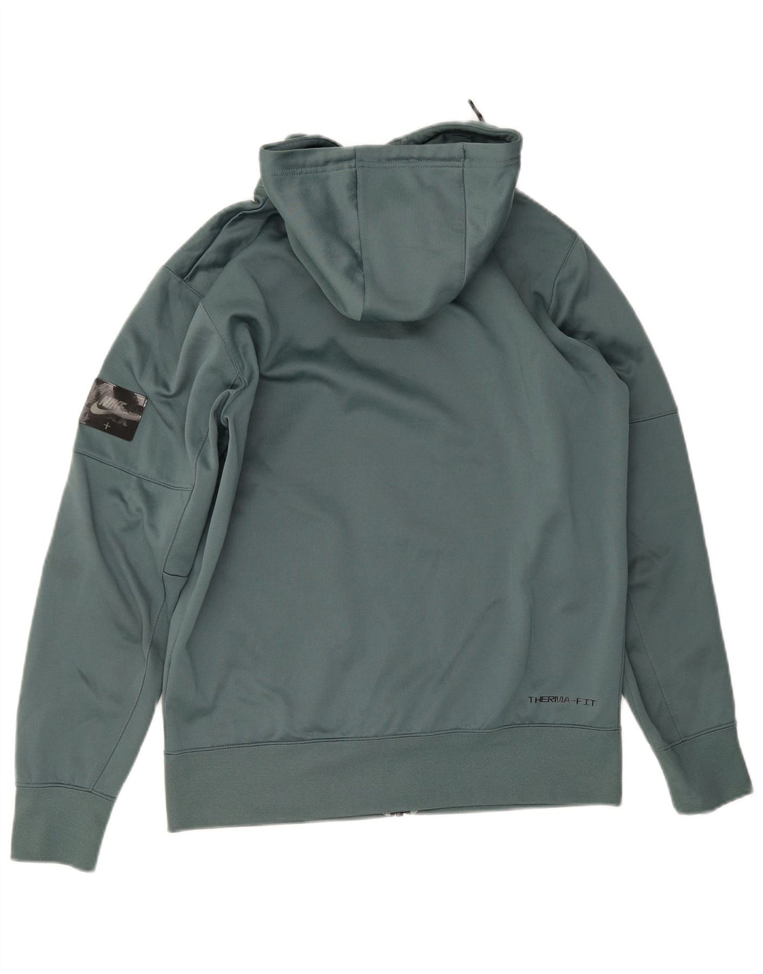 Felpa con cappuccio e zip grafica Nike Therma-Fit da uomo in poliestere verde medio