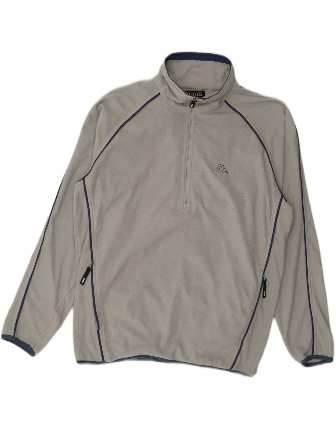 Kappa Herren-Fleecepullover mit Reißverschluss am Hals, großes graues Polyester