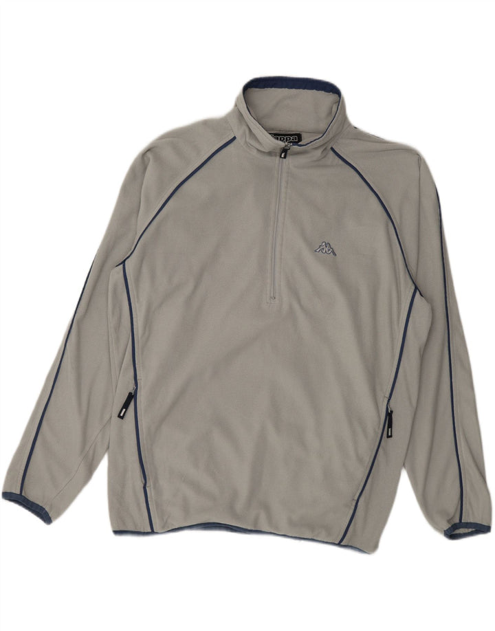 Kappa Herren-Fleecepullover mit Reißverschluss am Hals, großes graues Polyester