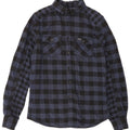 Superdry Mens Flannel Shirt Small Navy Blue Check Cotton