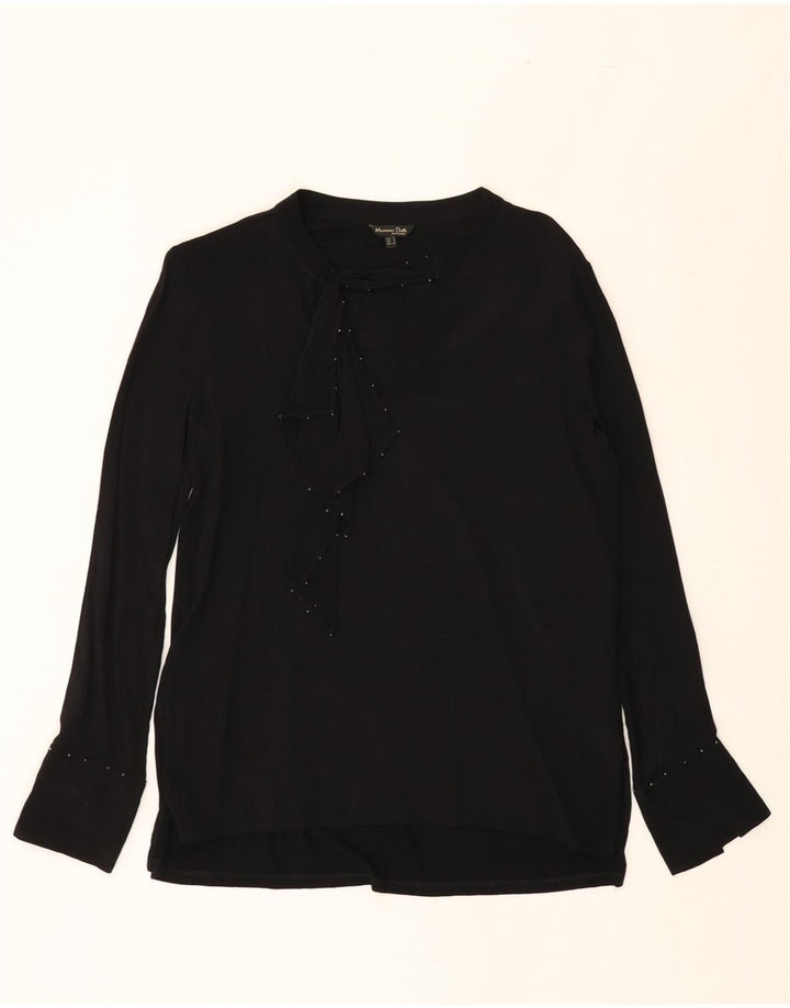 MASSIMO DUTTI Womens Front Tie Shirt Blouse UK 10 Small Black Floral Vintage Massimo Dutti and Second-Hand Massimo Dutti from Messina Hembry 