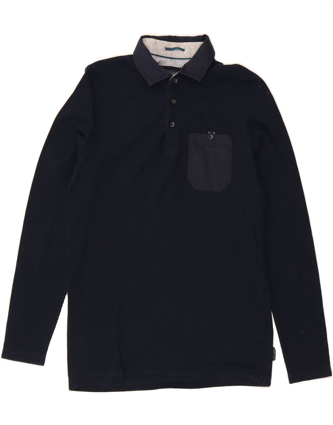 TED BAKER Mens Long Sleeve Polo Shirt Size 2 Small Navy Blue Cotton Vintage Ted Baker and Second-Hand Ted Baker from Messina Hembry 