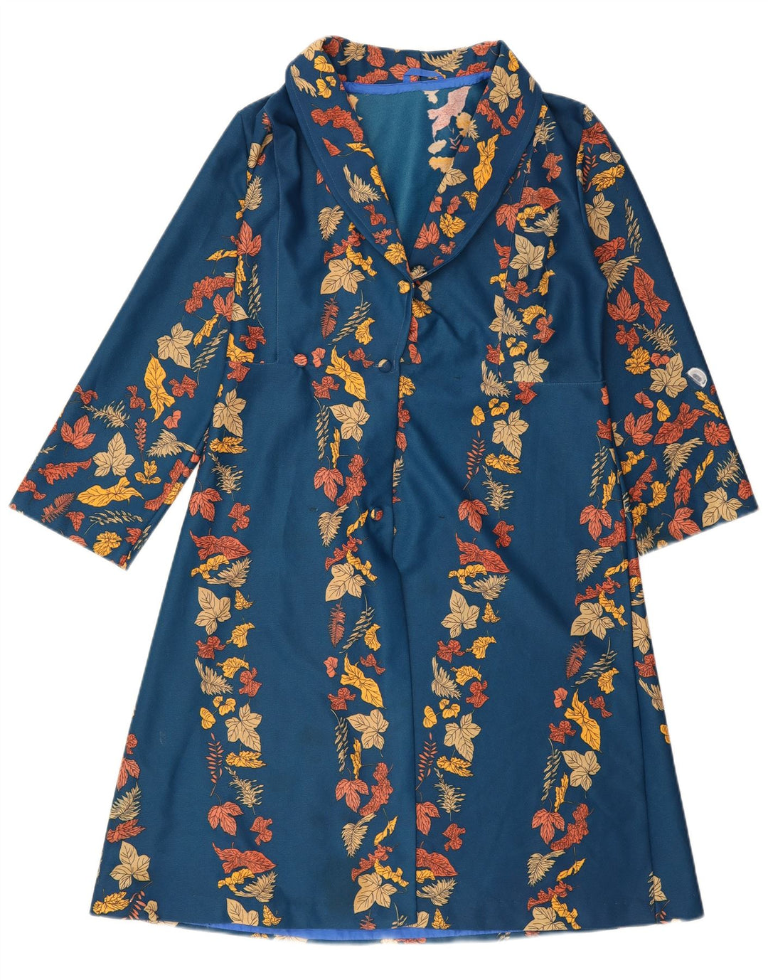 Vintage Womens Robe Dress UK 14 Medium Blue Floral