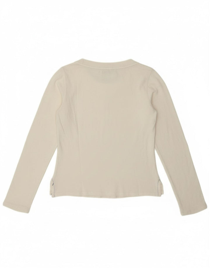 Marella Damen Top Langarm UK 14 Large Off White Baumwolle