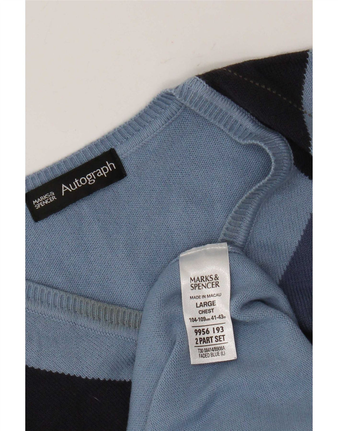 Marks & Spencer Mens Autograph Vest Tank Top Large Blue Argyle/Diamond