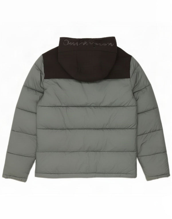 Champion Mens Hooded Padded Jacket UK 36 Small Grey Colourblock Polyamide