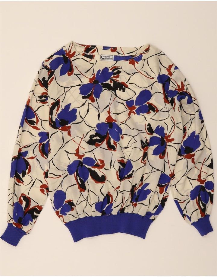VINTAGE Womens See Through Blouse Top UK 14 Medium White Floral Polyester Vintage Vintage and Second-Hand Vintage from Messina Hembry 