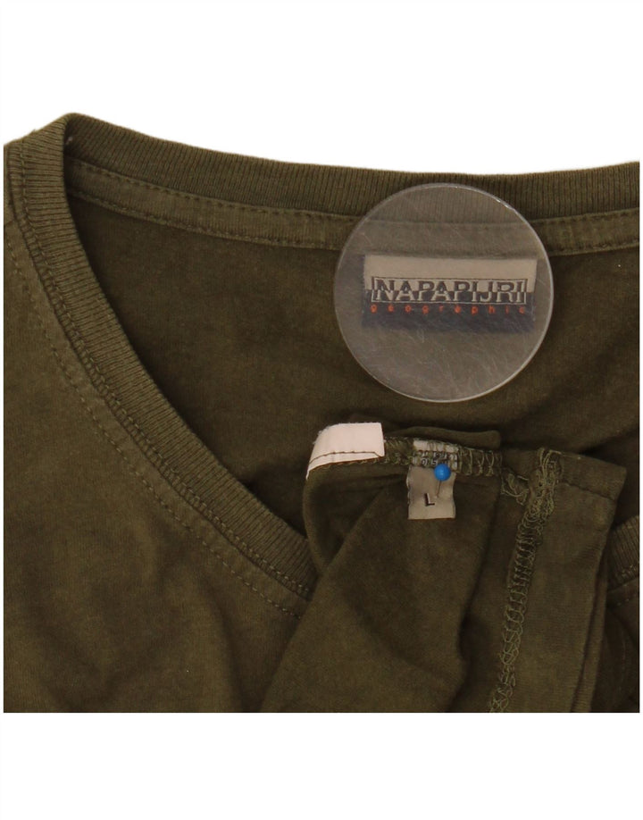 Napapijri Mens Graphic T-Shirt Top Large Khaki