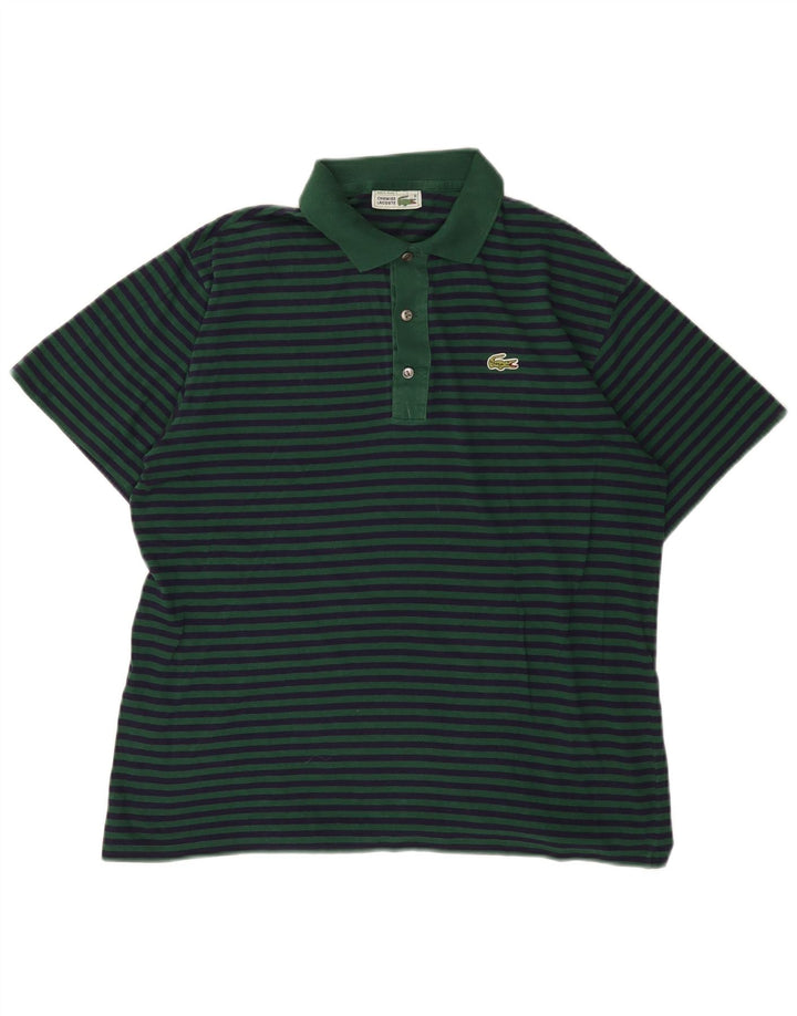 Lacoste Mens Polo Shirt Size 4 Medium Green Pinstripe
