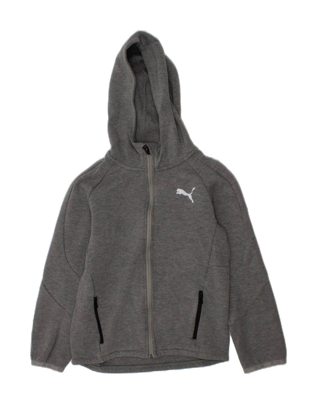 PUMA Boys Zip Hoodie Sweater 11-12 Years Grey Cotton Vintage Puma and Second-Hand Puma from Messina Hembry 