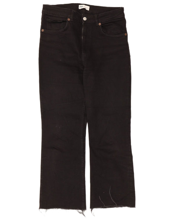 Zara Womens Cropped Jeans EU 42 Large W32 L25 Black Cotton