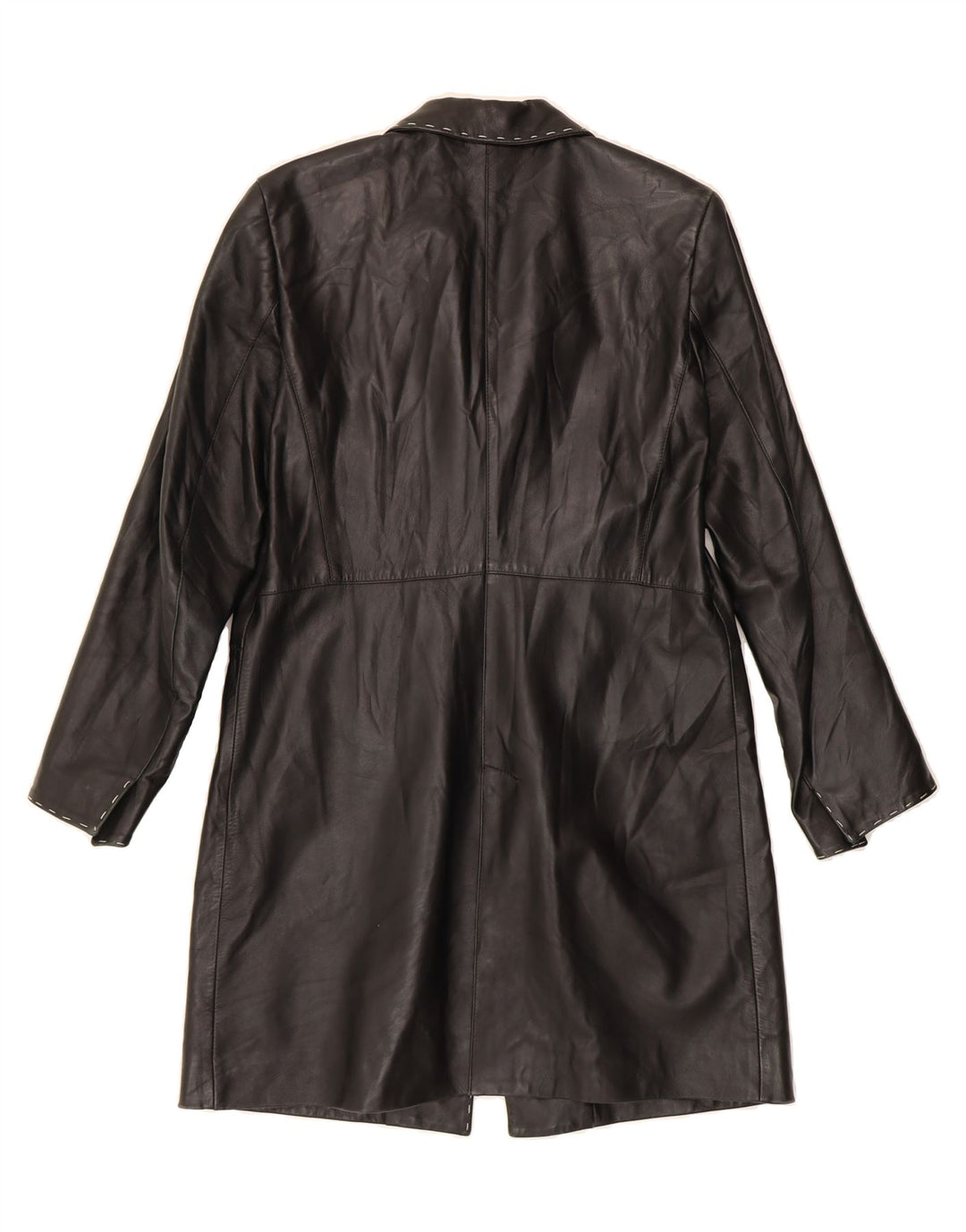 VINTAGE Womens Leather Coat UK 14 Medium Black Vintage Vintage and Second-Hand Vintage from Messina Hembry 