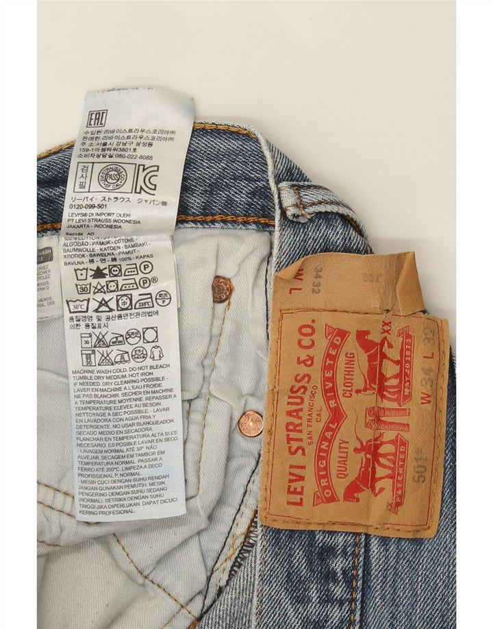 Levi's Mens 501 Distressed Straight Jeans W34 L32 Blue Cotton
