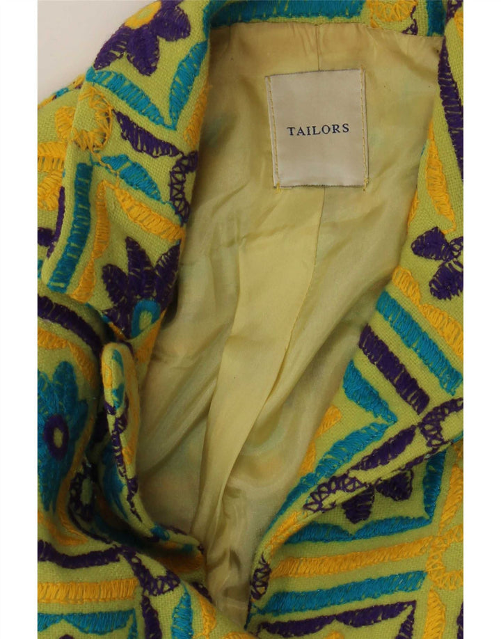 Vintage Womens 3 Button Blazer Jacket UK 12 Medium Yellow Floral