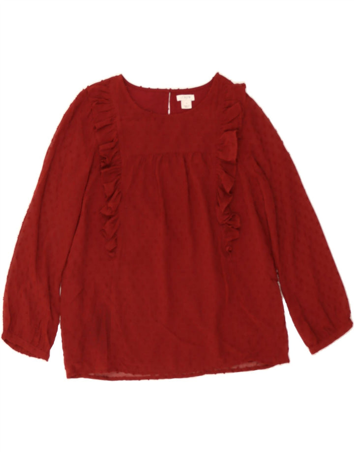 J. CREW Womens Long Sleeve Blouse Top US 0 XS Red Polyester Vintage J. Crew and Second-Hand J. Crew from Messina Hembry 