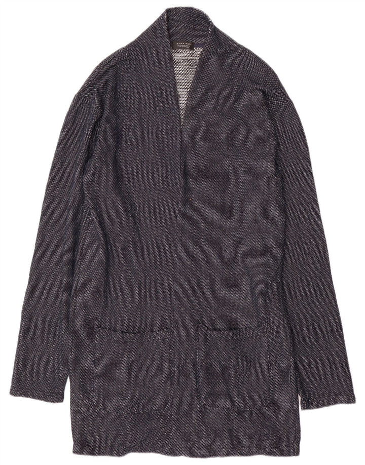 Zara herre cardigan sweater XL marineblå polyester