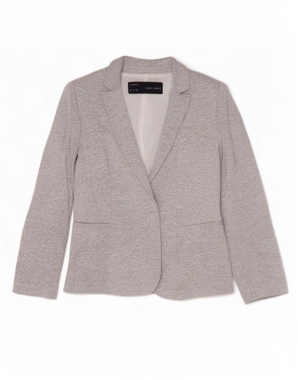 Jaqueta Zara Womens Open Blazer Reino Unido 12 Médio Cinza