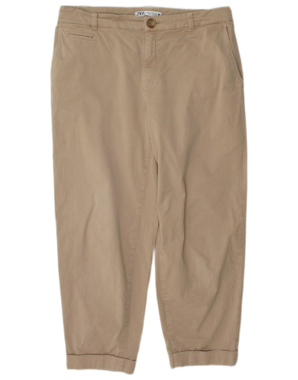 Zara Damen Tapered Cropped-Hose EU 40 Medium W30 L25 Beige