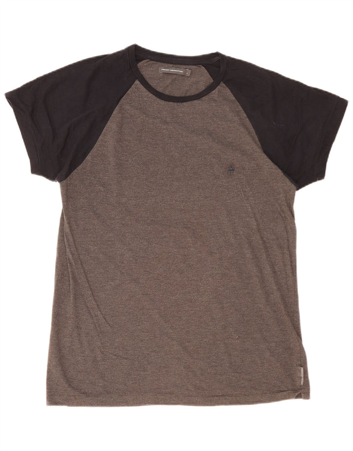 FRENCH CONNECTION Mens T-Shirt Top Large Grey Colourblock Cotton