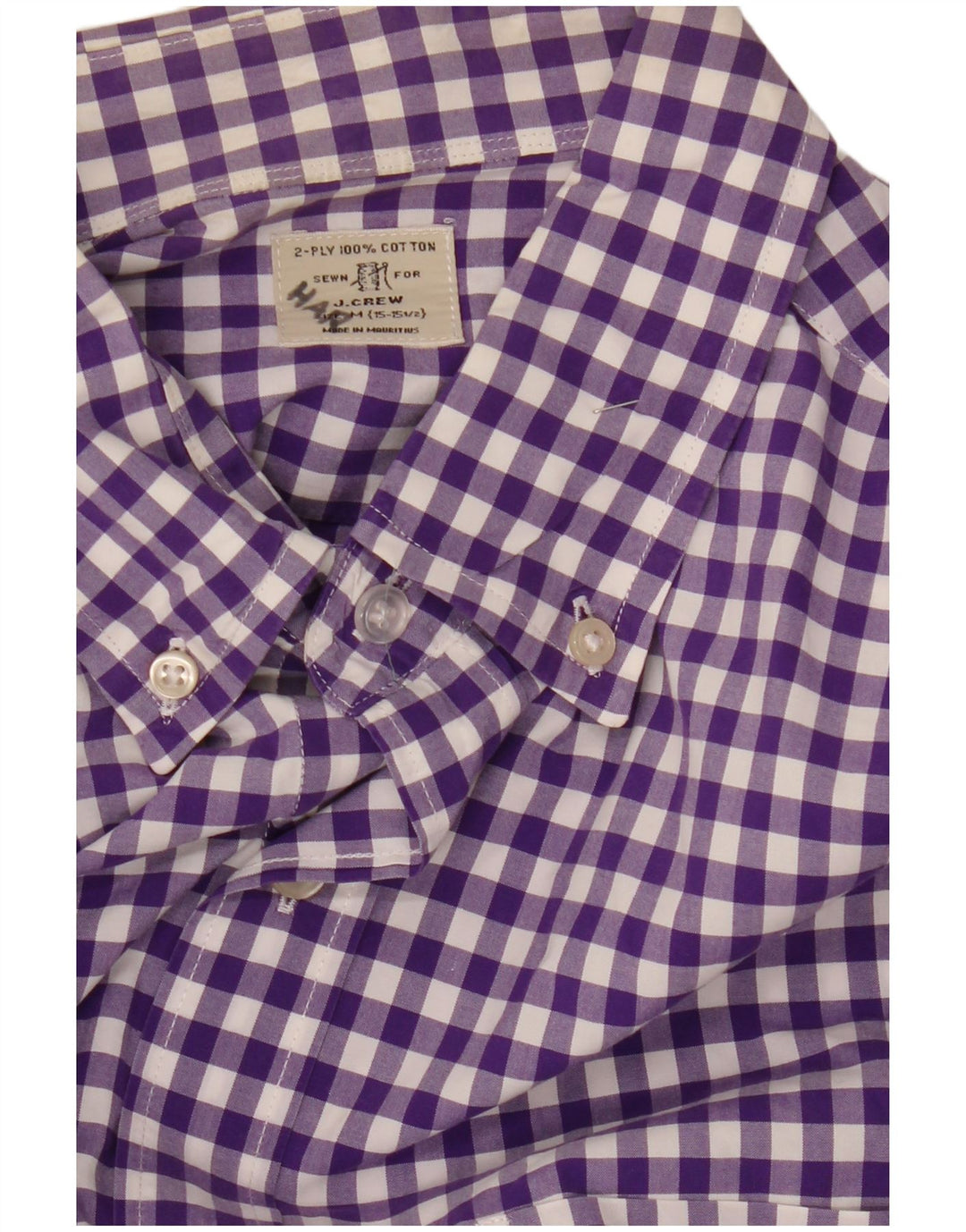 J. CREW Mens Shirt Size 15 1/2 Medium Purple Gingham Cotton