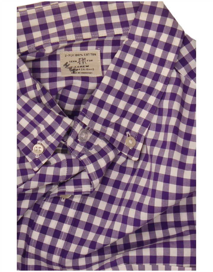 J. CREW Mens Shirt Size 15 1/2 Medium Purple Gingham Cotton