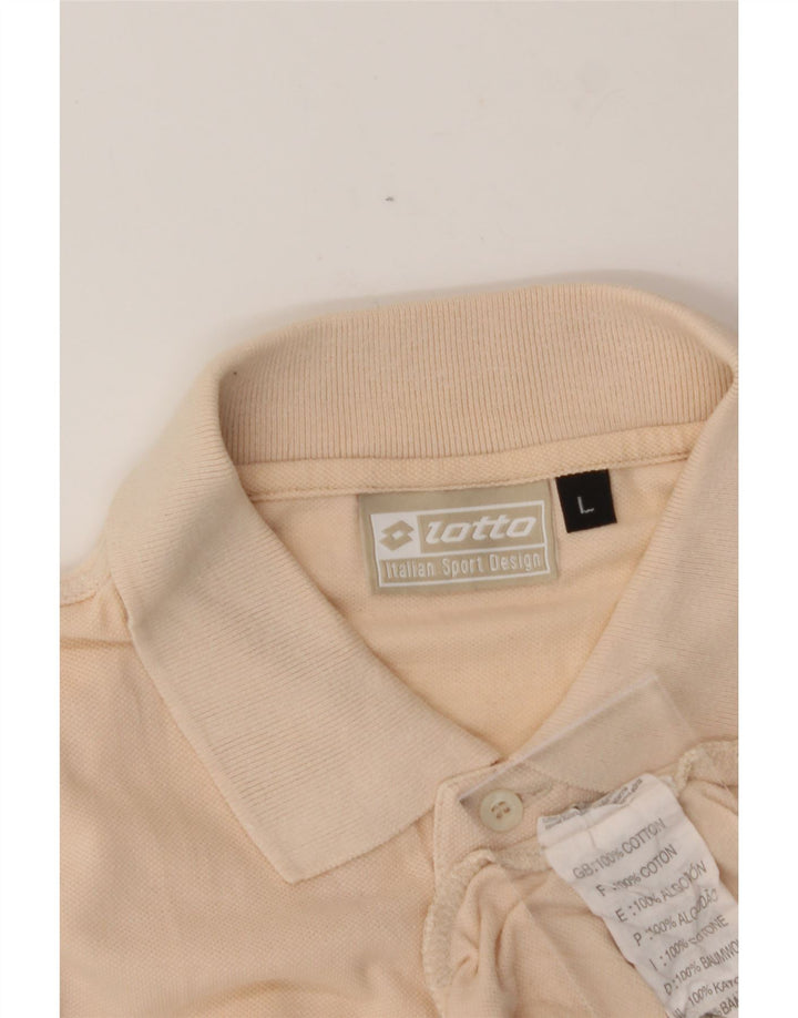 LOTTO Mens Polo Shirt Large Beige Cotton Vintage Lotto and Second-Hand Lotto from Messina Hembry 