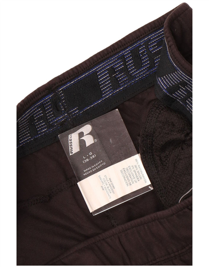 RUSSELL ATHLETIC Mens Crop Tracksuit Trousers Large  Black Rayon