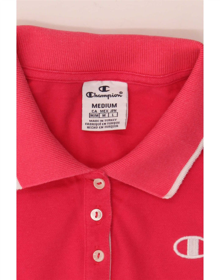 Champion Womens Polo Shirt UK 12 Medium Pink