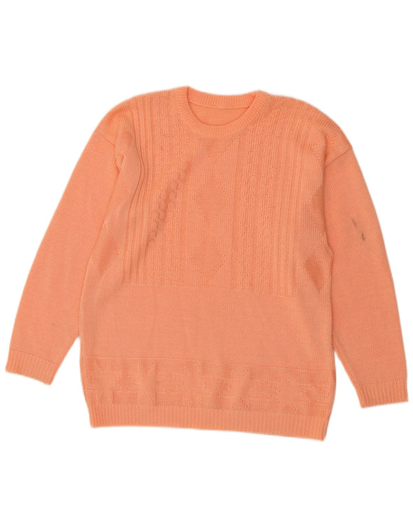 Vintage Womens Crew Neck Jumper Sweater UK 14 Large Orange