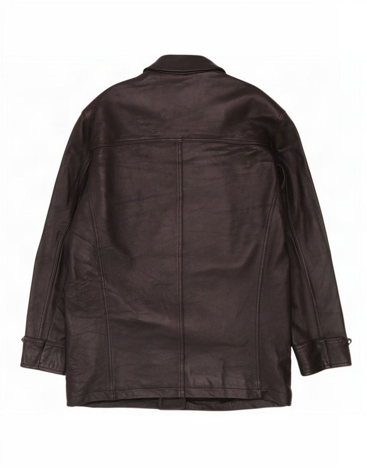 vintage Mens Loose Fit Veste en cuir UK 36 Petit Noir