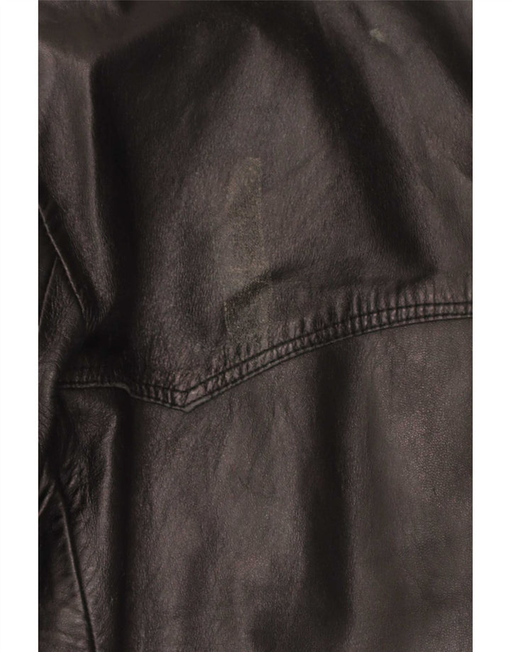 Vintage Mens 3 Button Leather Blazer Jacket UK 36 Small Black