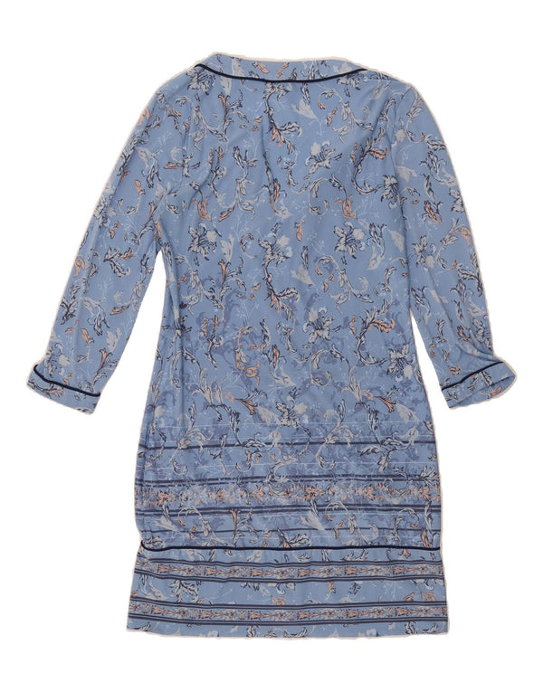 BCBGMAXAZRIA Womens 3/4 Sleeve Sheath Dress UK 12 Medium Blue Floral