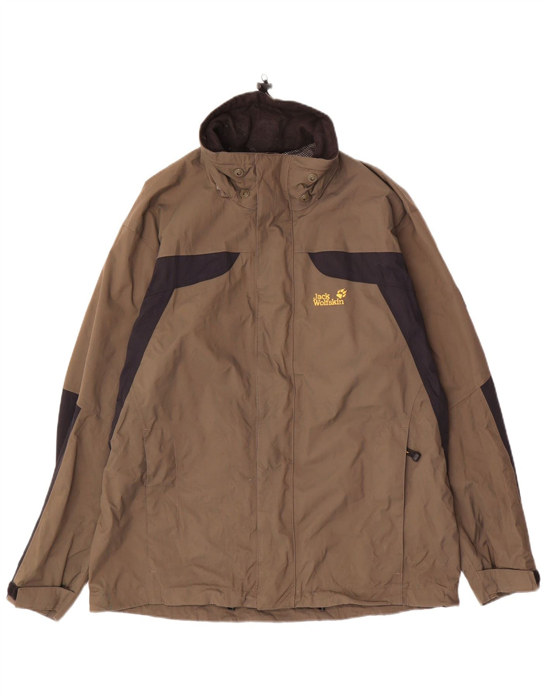 JACK WOLFSKIN Herren Regenjacke UK 36/38 Mittelbraunes Colourblock-Polyamid