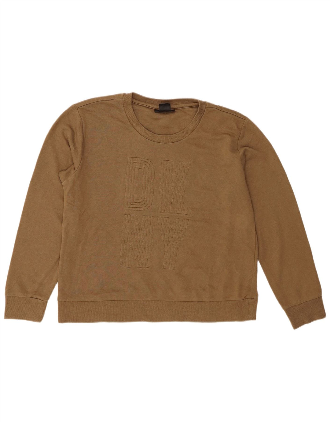 Dkny Womens Graphic Sweatshirt Jumper UK 14 Medium Khaki Cotton