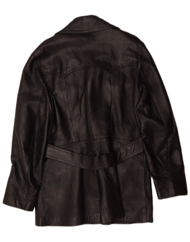 Vintage Womens Leather Coat IT 42 Medium Black
