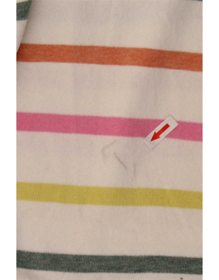 Joules Womens Button Neck Sweatshirt Jumper UK 10 Small White Striped