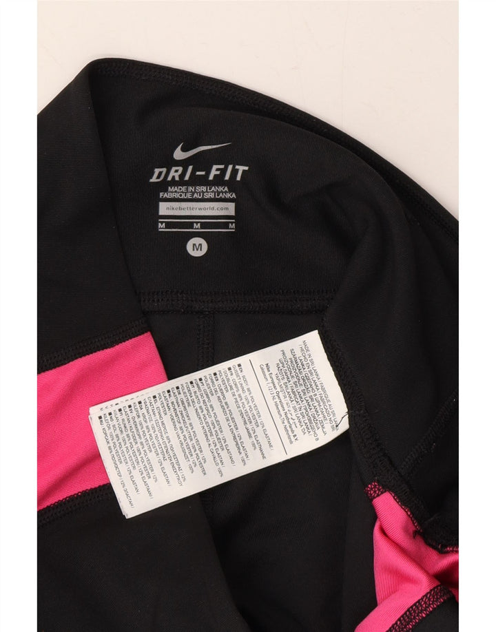 NIKE Womens Dri Fit Capri Leggings UK 12 Medium Black Colourblock Vintage Nike and Second-Hand Nike from Messina Hembry 