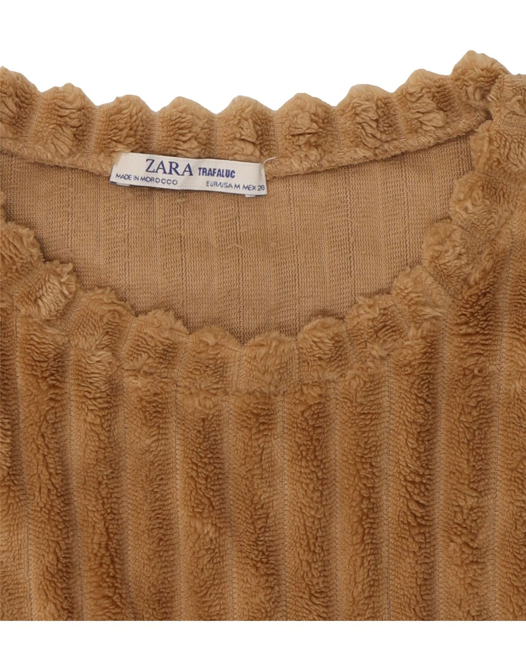 ZARA Womens Crop Fleece Jumper UK 14 Medium Brown Polyester Vintage Zara and Second-Hand Zara from Messina Hembry 