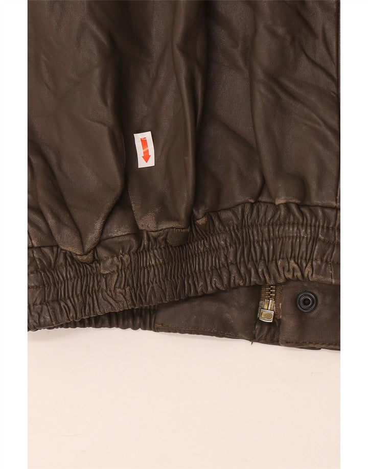 VINTAGE Herre Læderjakke IT 48 Medium Brun