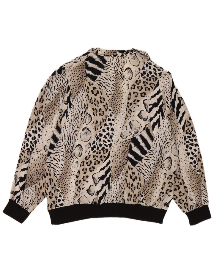 Vintage Womens Long Sleeve Blouse Top IT 44 Medium Black Animal Print