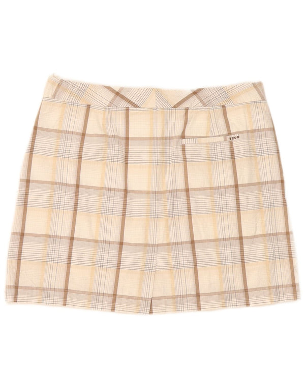 Fusta mini stretch pentru femei Izod US 8 Medium W32 Beige Check Bumbac